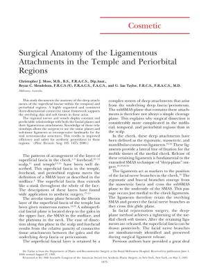 Surgical Anatomy of the Ligamentous Attachments in the Temple and Periorbital Regions