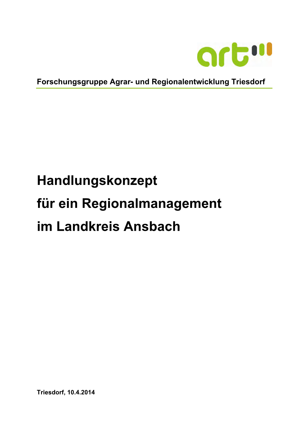 Handlungskonzept Für Ein Regionalmanagement Im Landkreis Ansbach