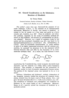 60. General Considerations on the Substitution Reactions O F Hinokitiol