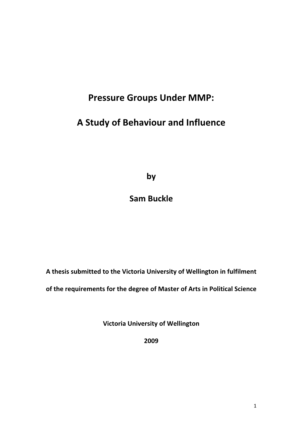 Pressure Groups Under MMP