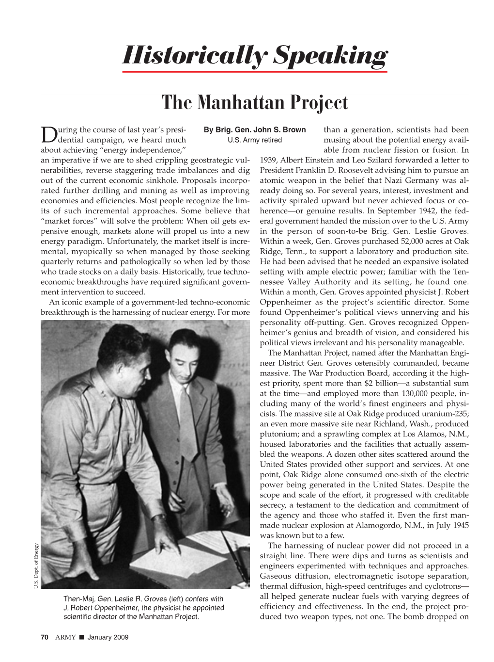 Historically Speaking the Manhattan Project