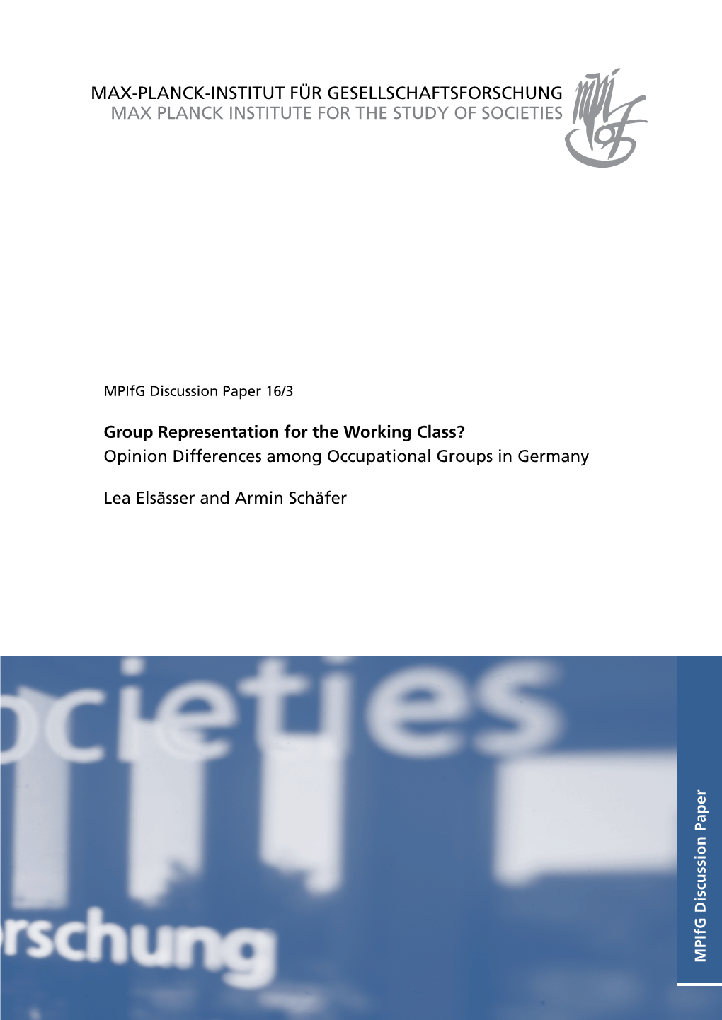 Group Representation for the Working Class? Opinion Differences Among Occupational Groups in Germany