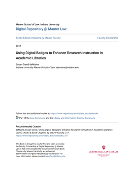 Using Digital Badges to Enhance Research Instruction in Academic Libraries