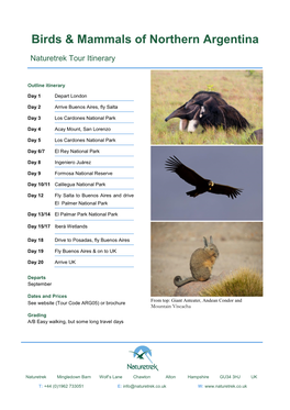 Birds & Mammals of Northern Argentina