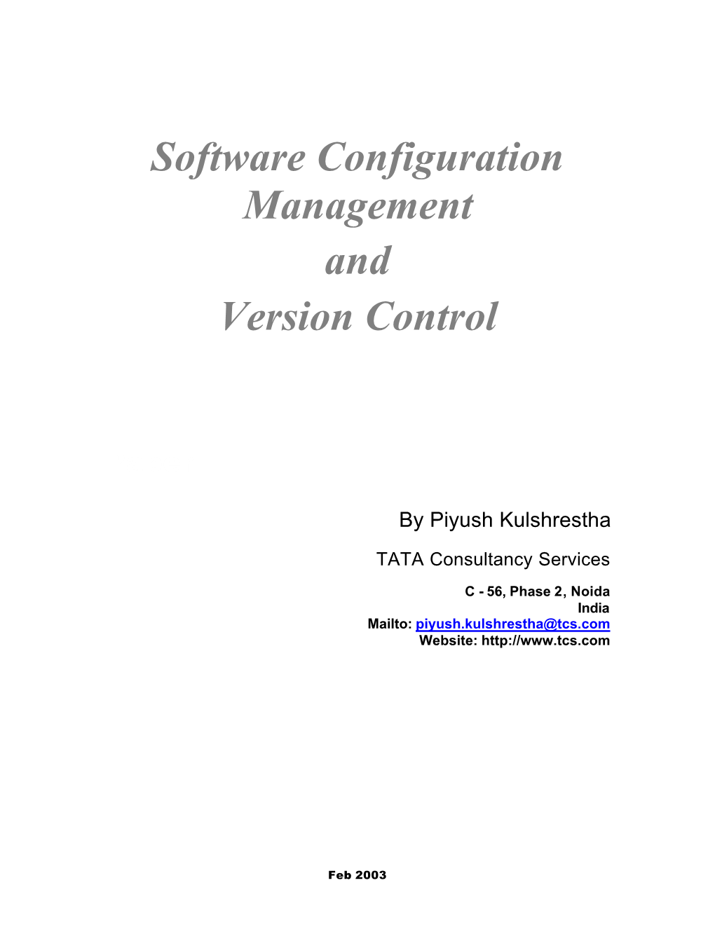 Software Configuration Management and Version Control