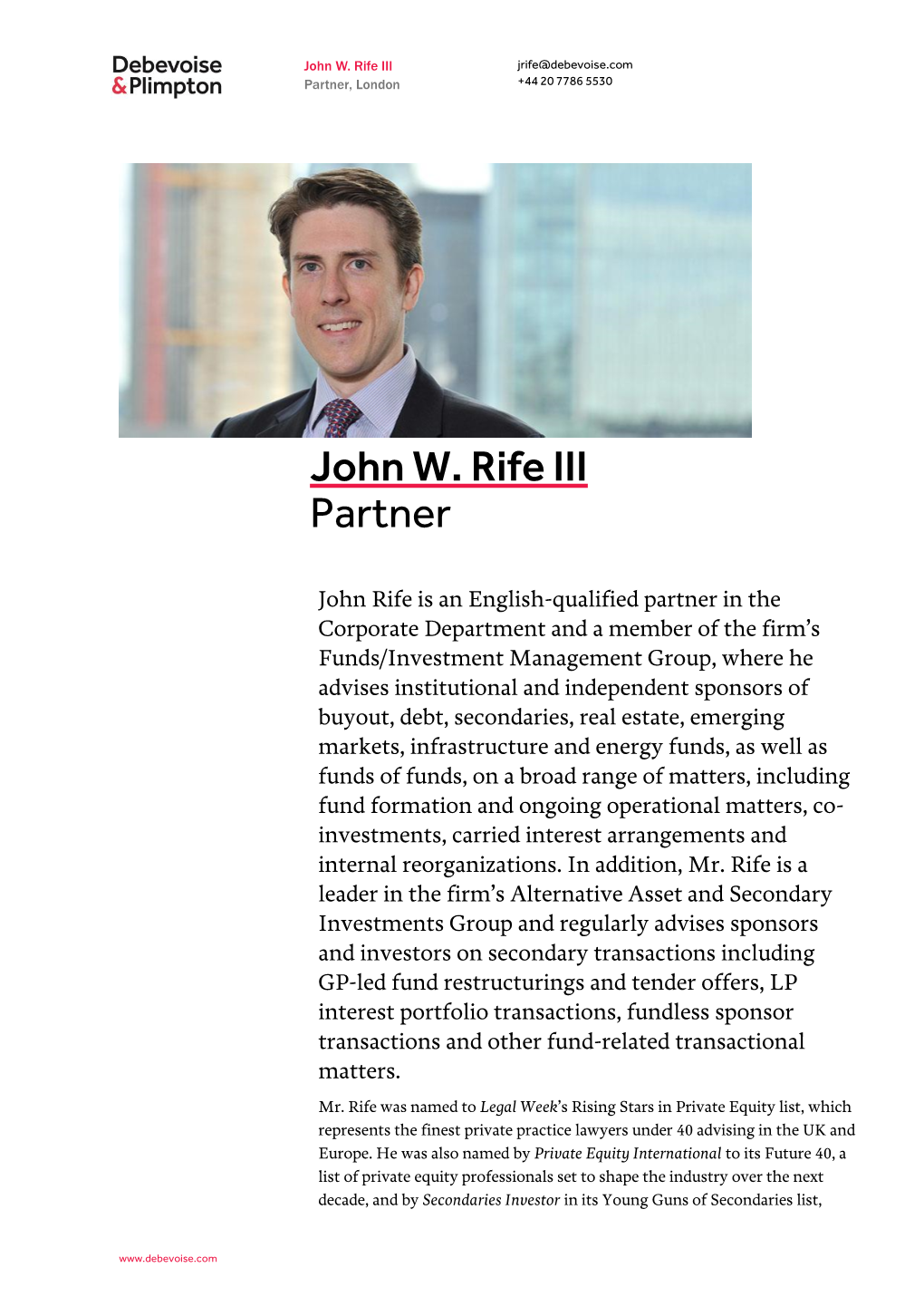 John W. Rife III Partner