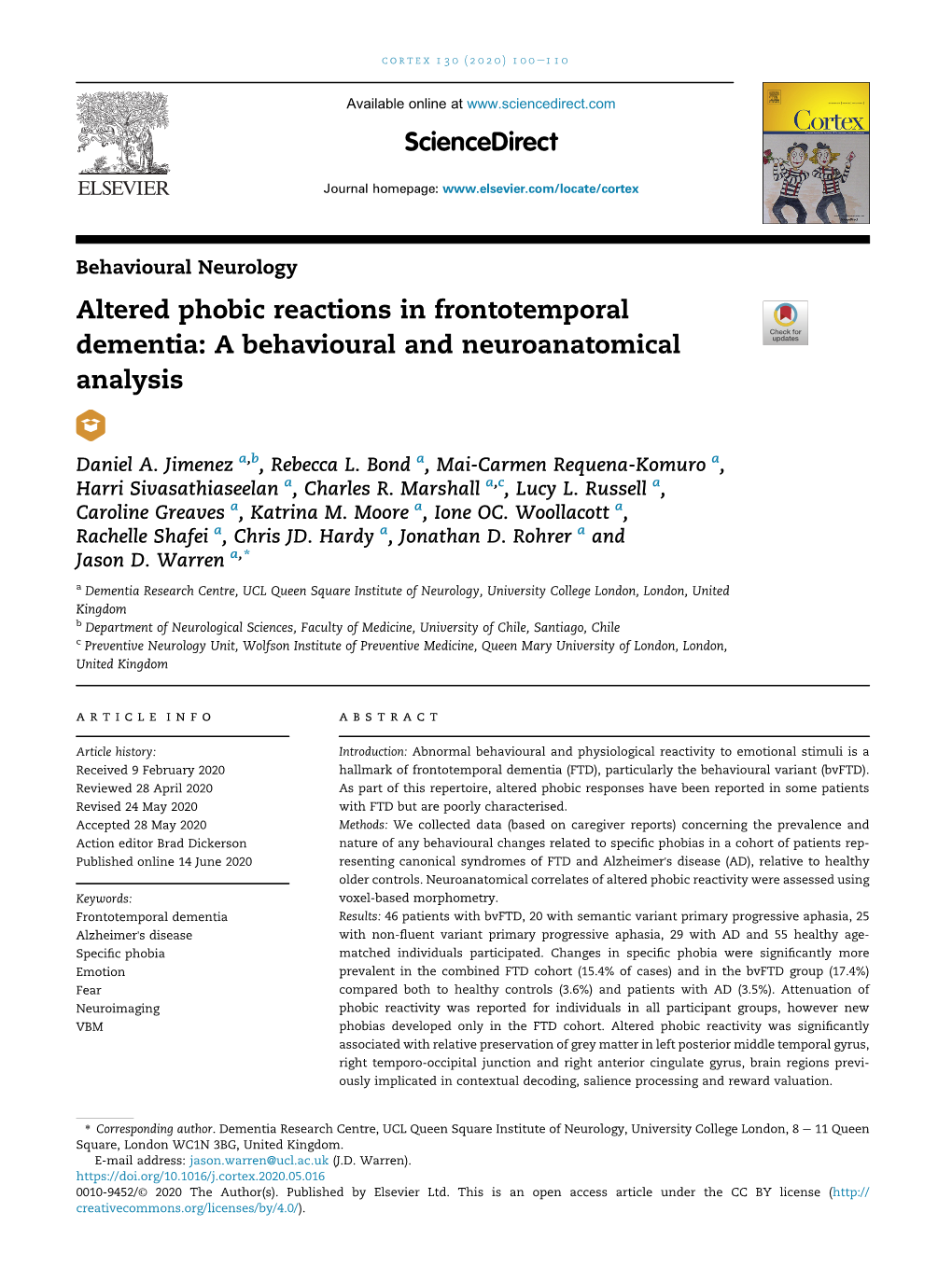 Altered Phobic Reactions in Frontotemporal Dementia: a Behavioural and Neuroanatomical Analysis