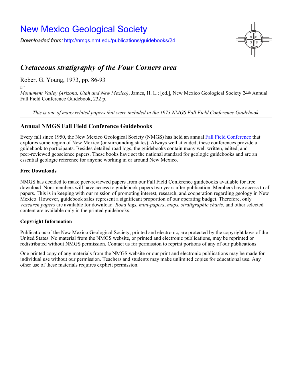 Cretaceous Stratigraphy of the Four Corners Area Robert G