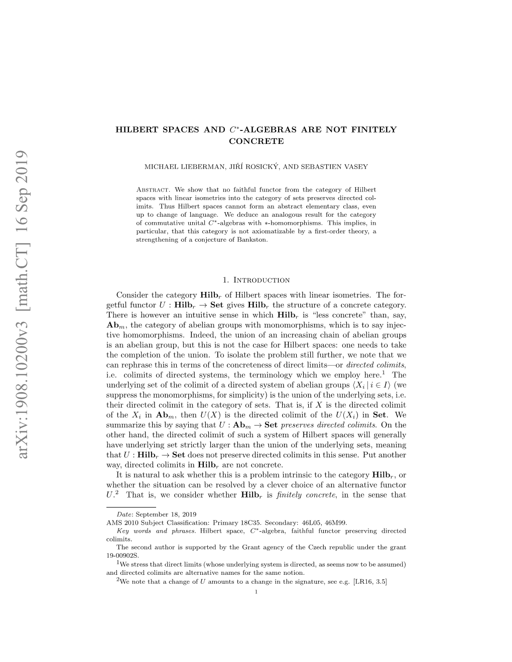 Arxiv:1908.10200V3 [Math.CT] 16 Sep 2019 Colimits