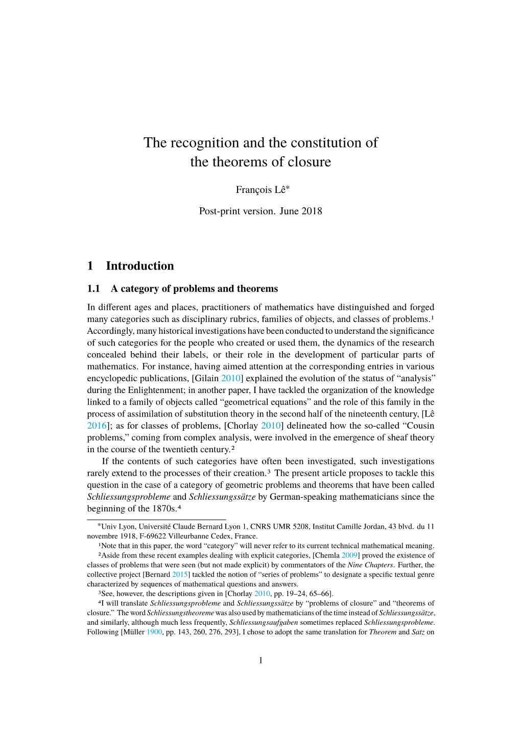 The Recognition and the Constitution of the Theorems of Closure