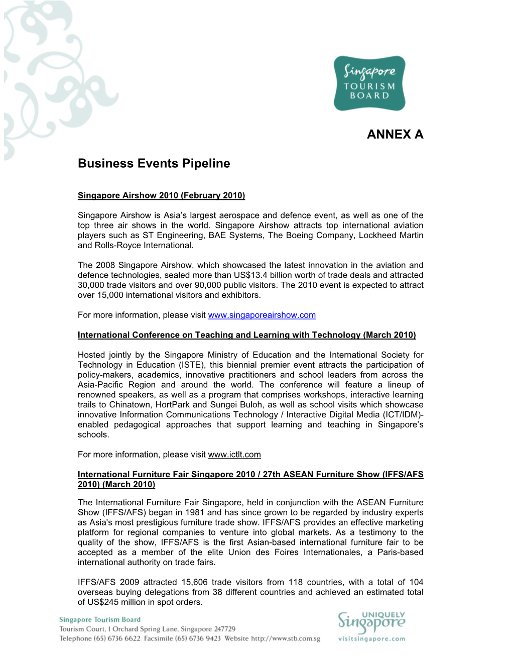 ANNEX a Business Events Pipeline