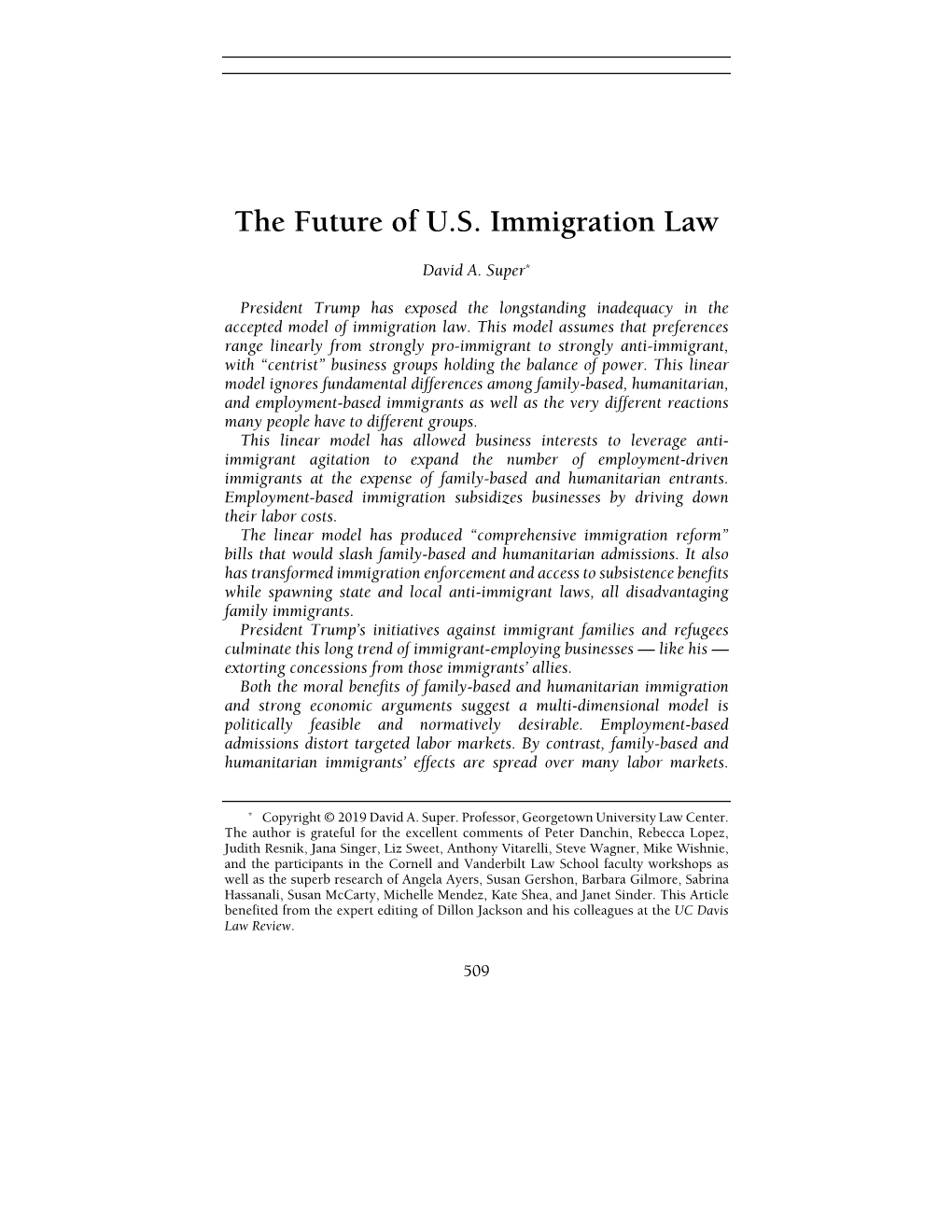 The Future of U.S. Immigration Law