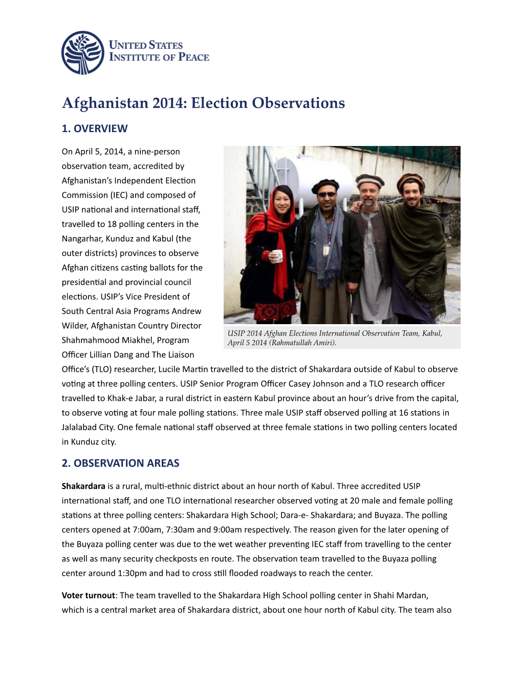 Afghanistan 2014: Election Observations 1