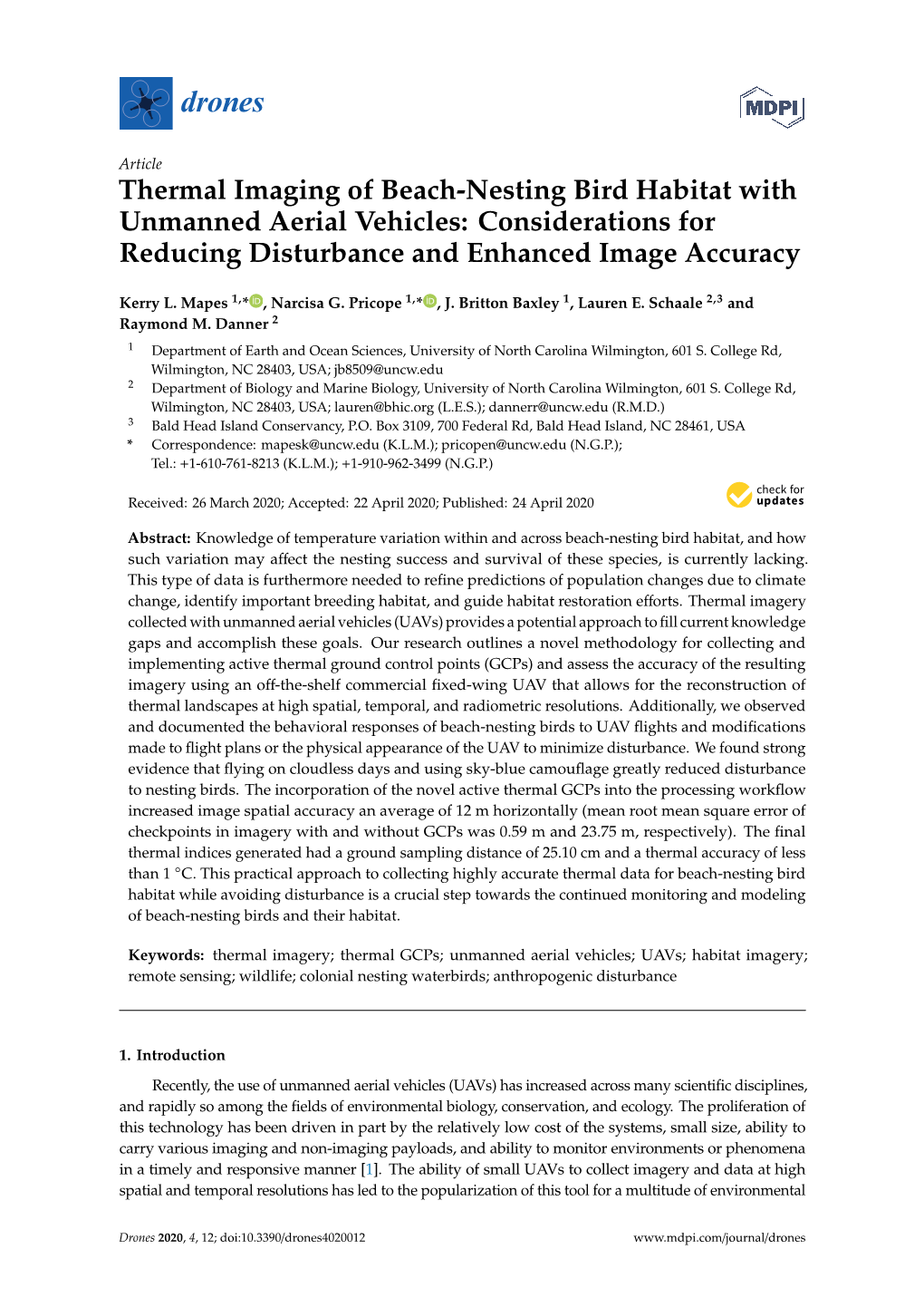 Thermal Imaging of Beach-Nesting Bird Habitat with Unmanned Aerial Vehicles: Considerations for Reducing Disturbance and Enhanced Image Accuracy