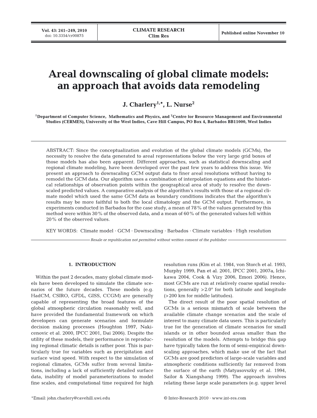 Areal Downscaling of Global Climate Models: an Approach That Avoids Data Remodeling