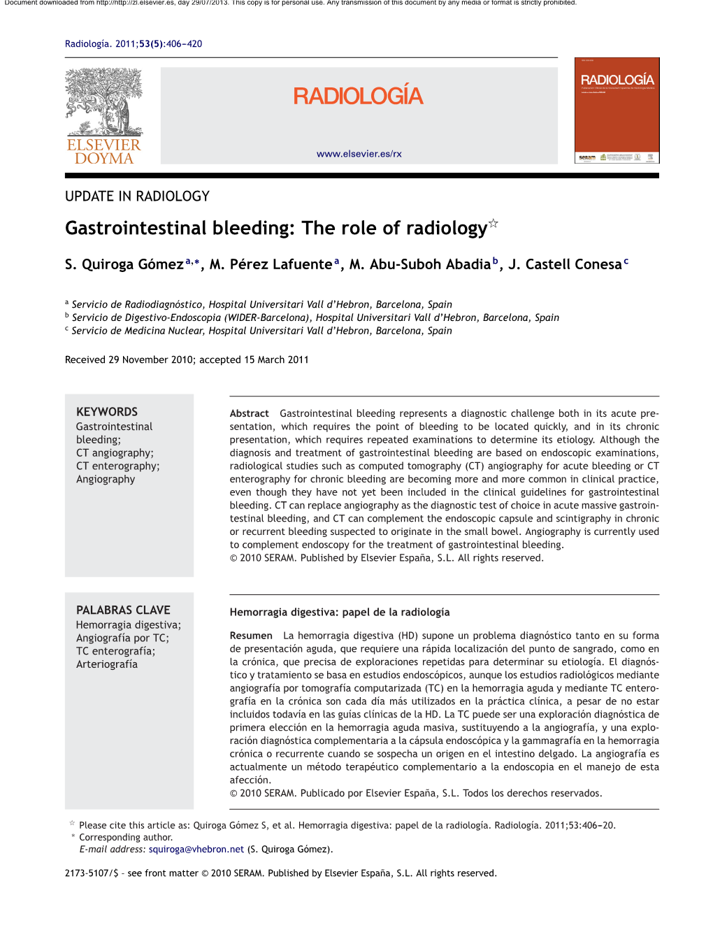 Gastrointestinal Bleeding: the Role of Radiology