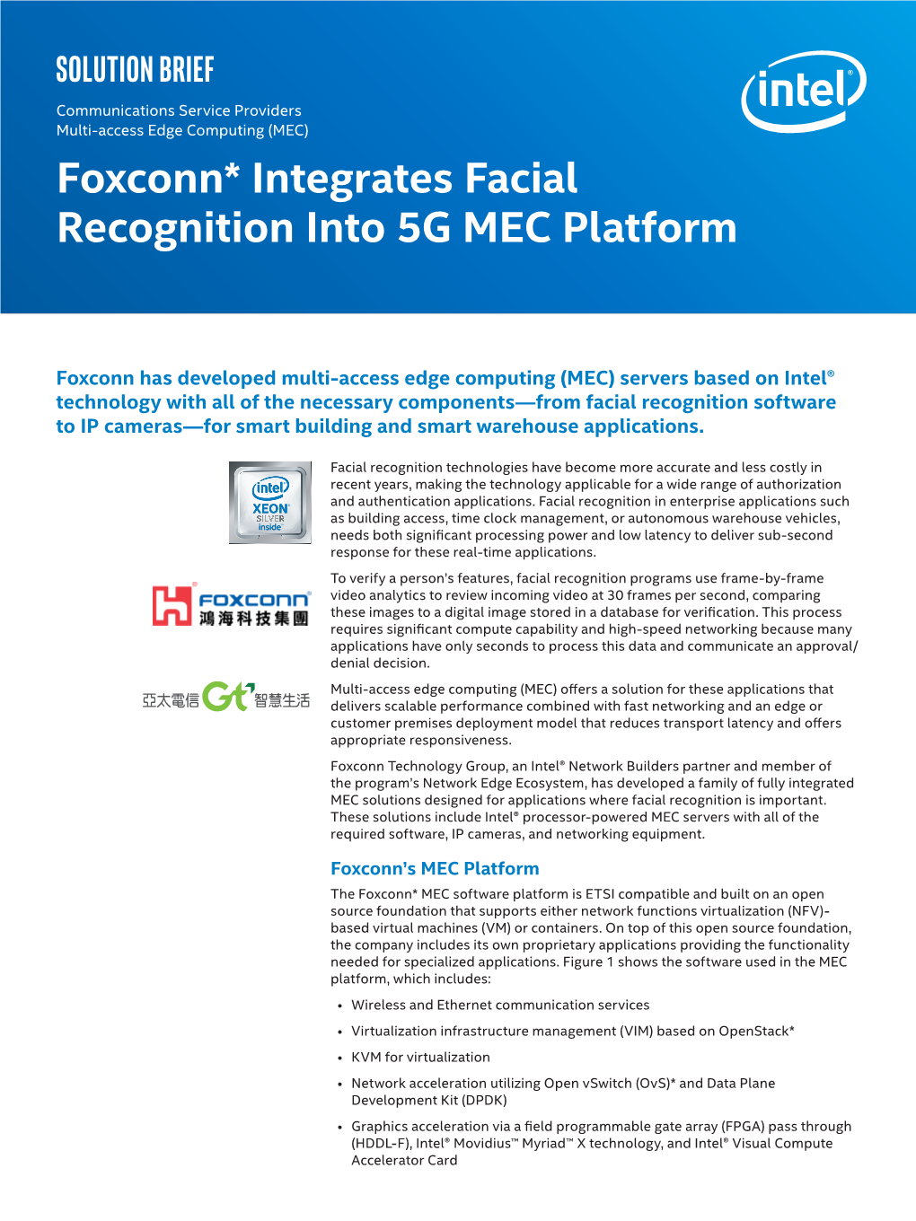 Foxconn* Integrates Facial Recognition Into 5G MEC Platform