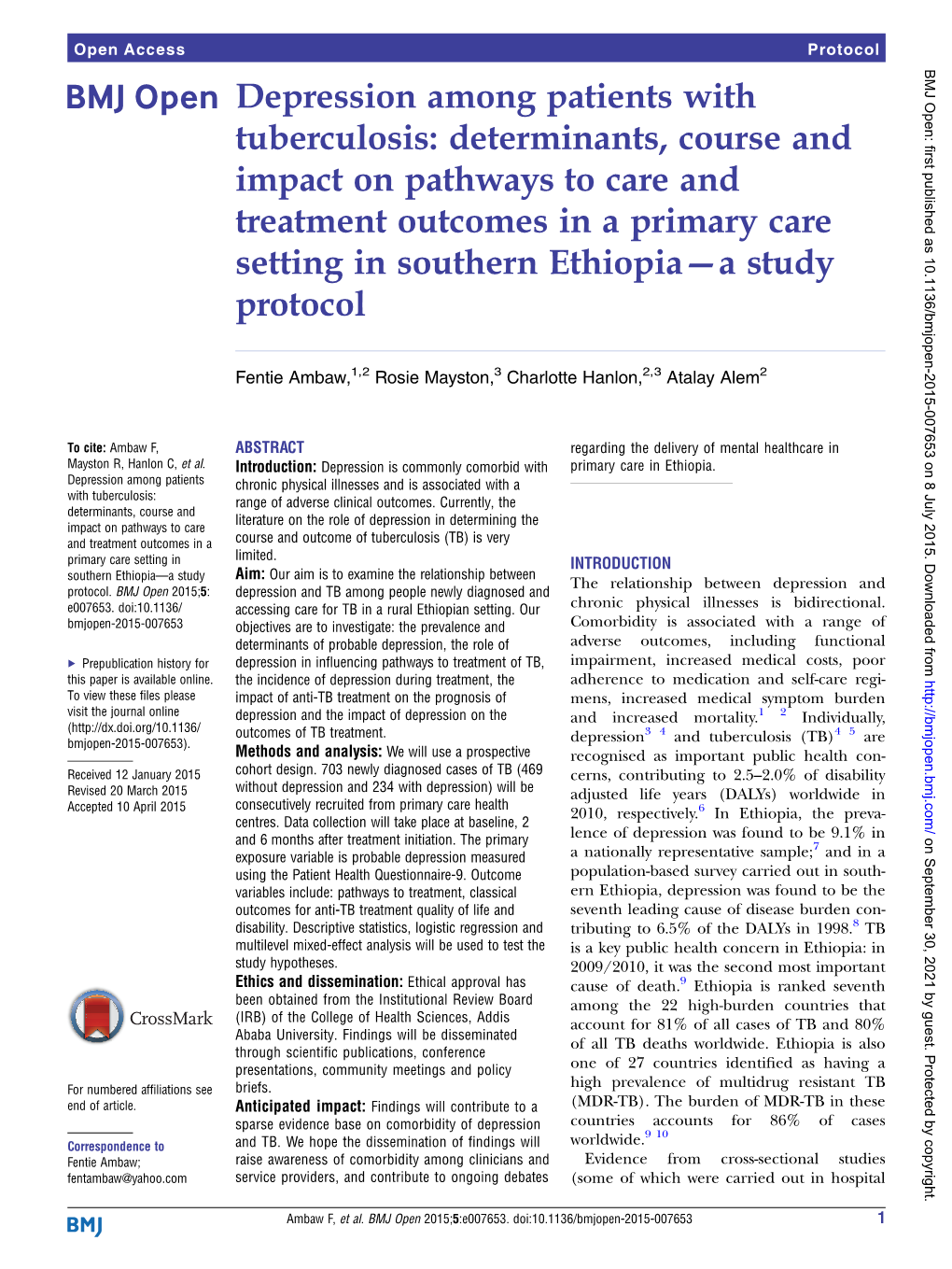 Depression Among Patients with Tuberculosis