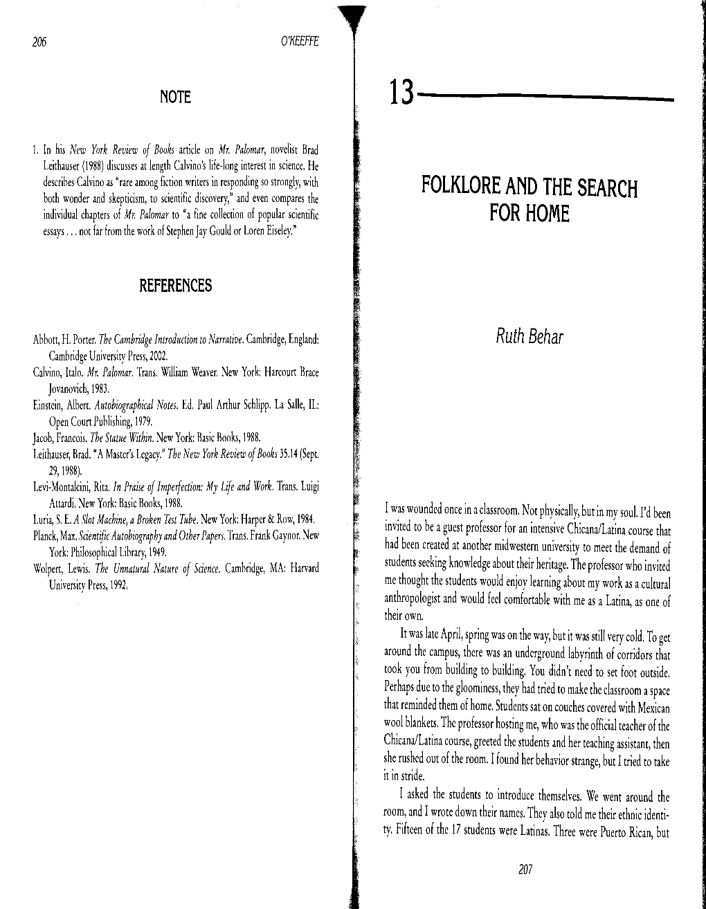 FOLKLORE and the SEARCH for HOME 209 Most Were Chicanas from Texas and California