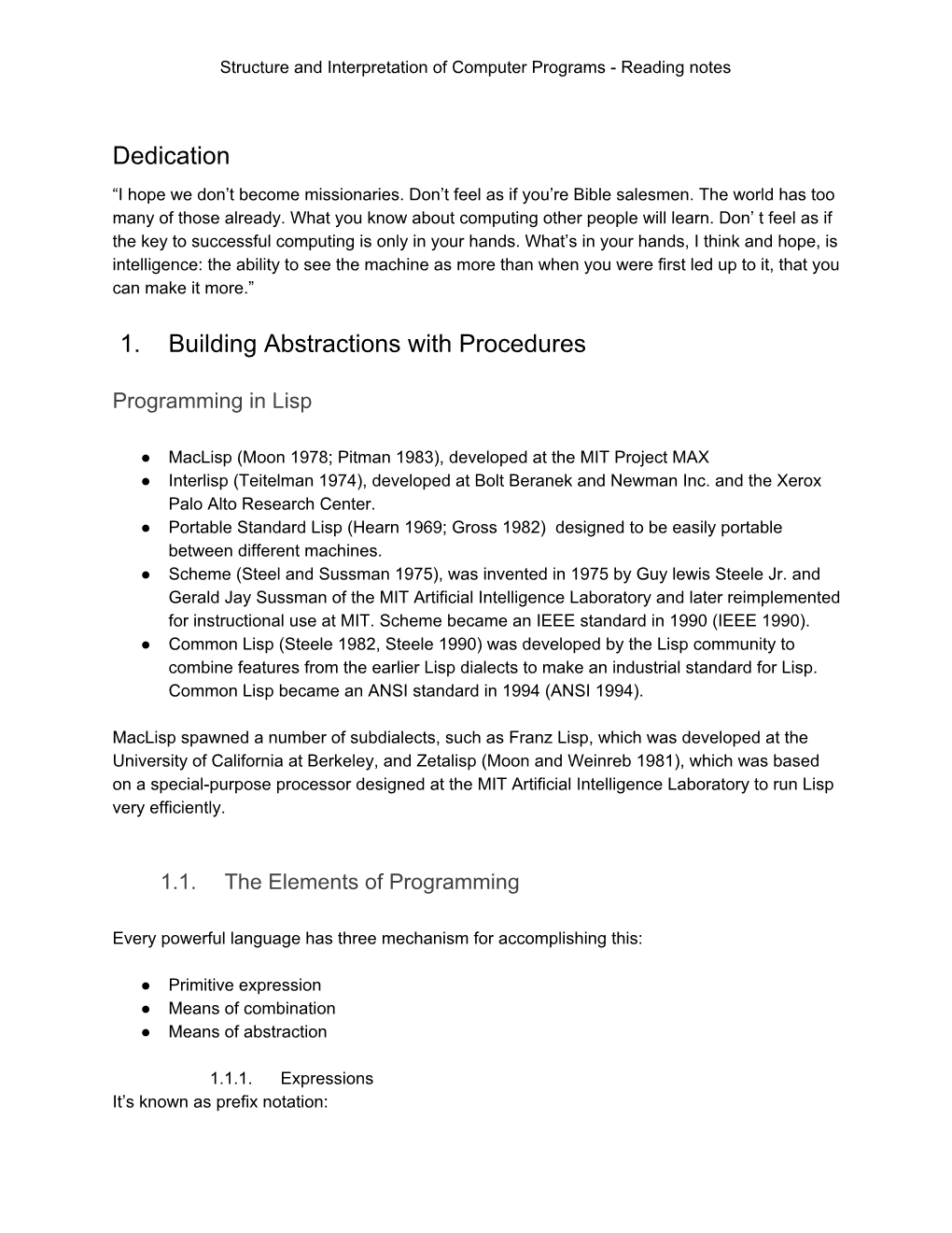 Structure and Interpretation of Computer Programs - Reading Notes