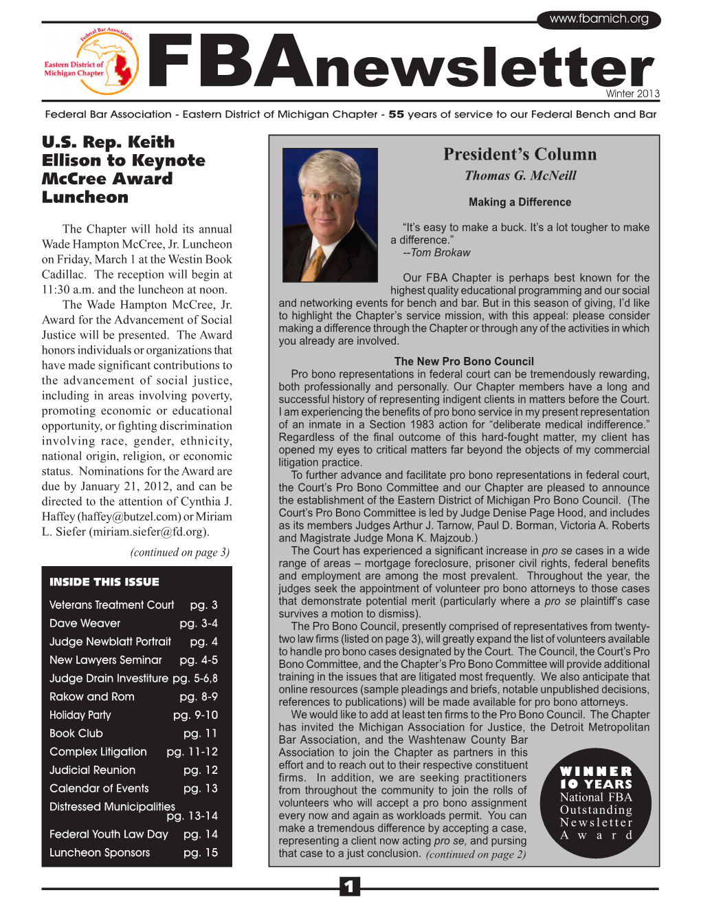 FBA Newsletter Winter 2013