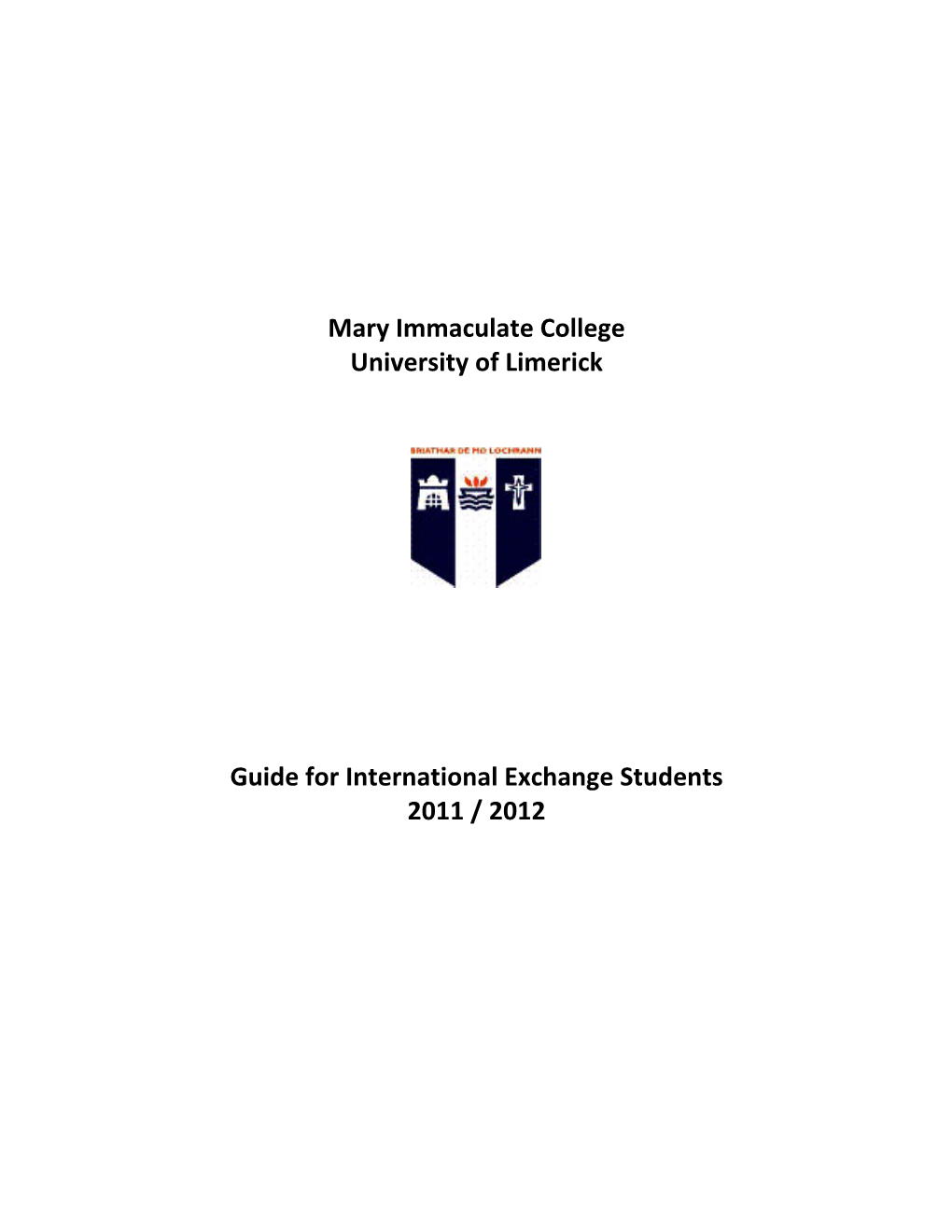 Mary Immaculate College University of Limerick Guide for International