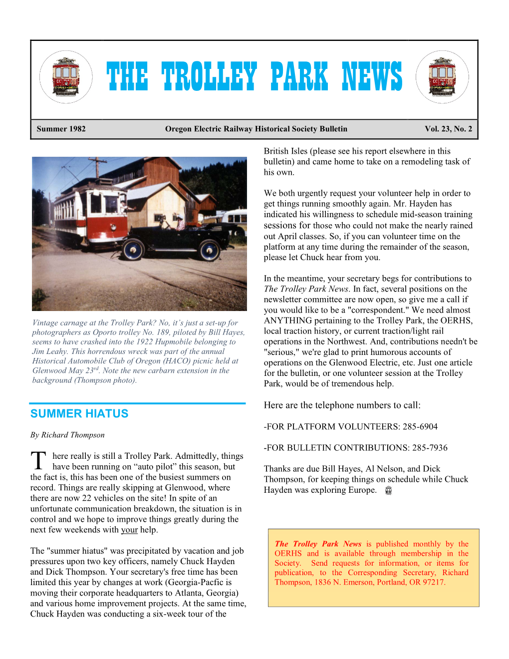 The Trolley Park News