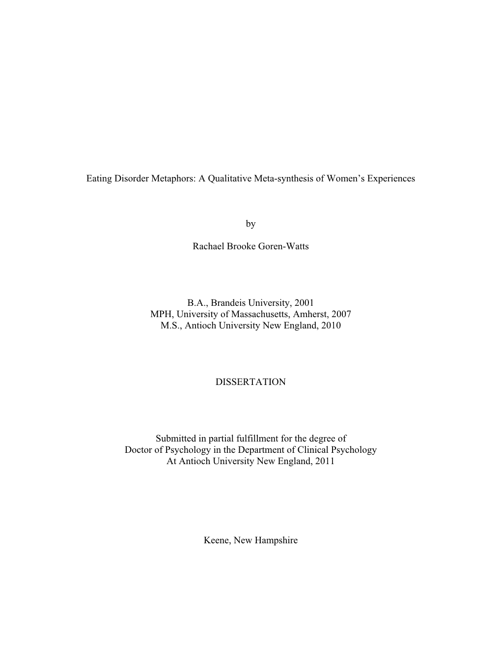 Eating Disorder Metaphors: a Qualitative Meta-Synthesis of WomenS Experiences