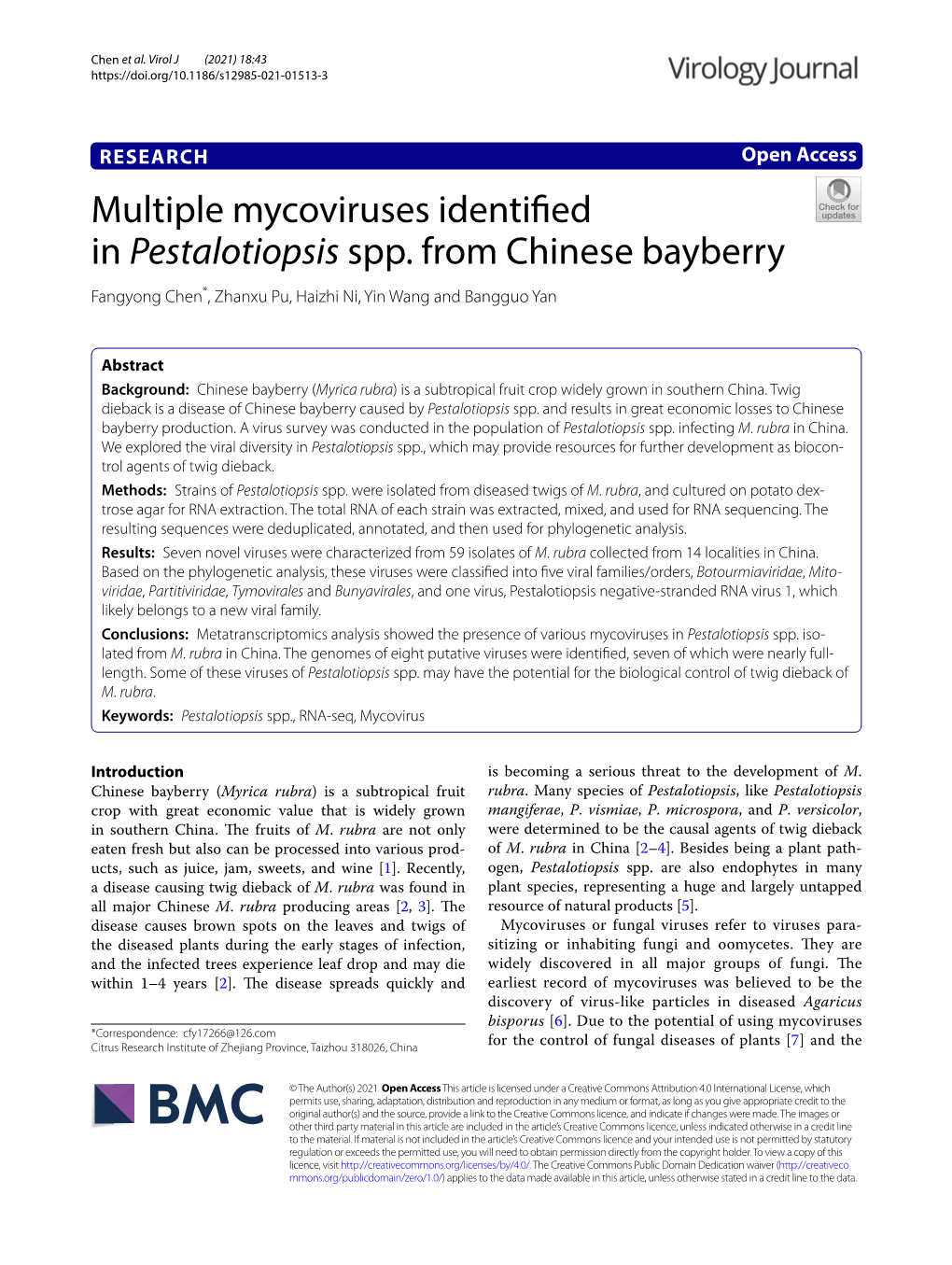 Multiple Mycoviruses Identified In