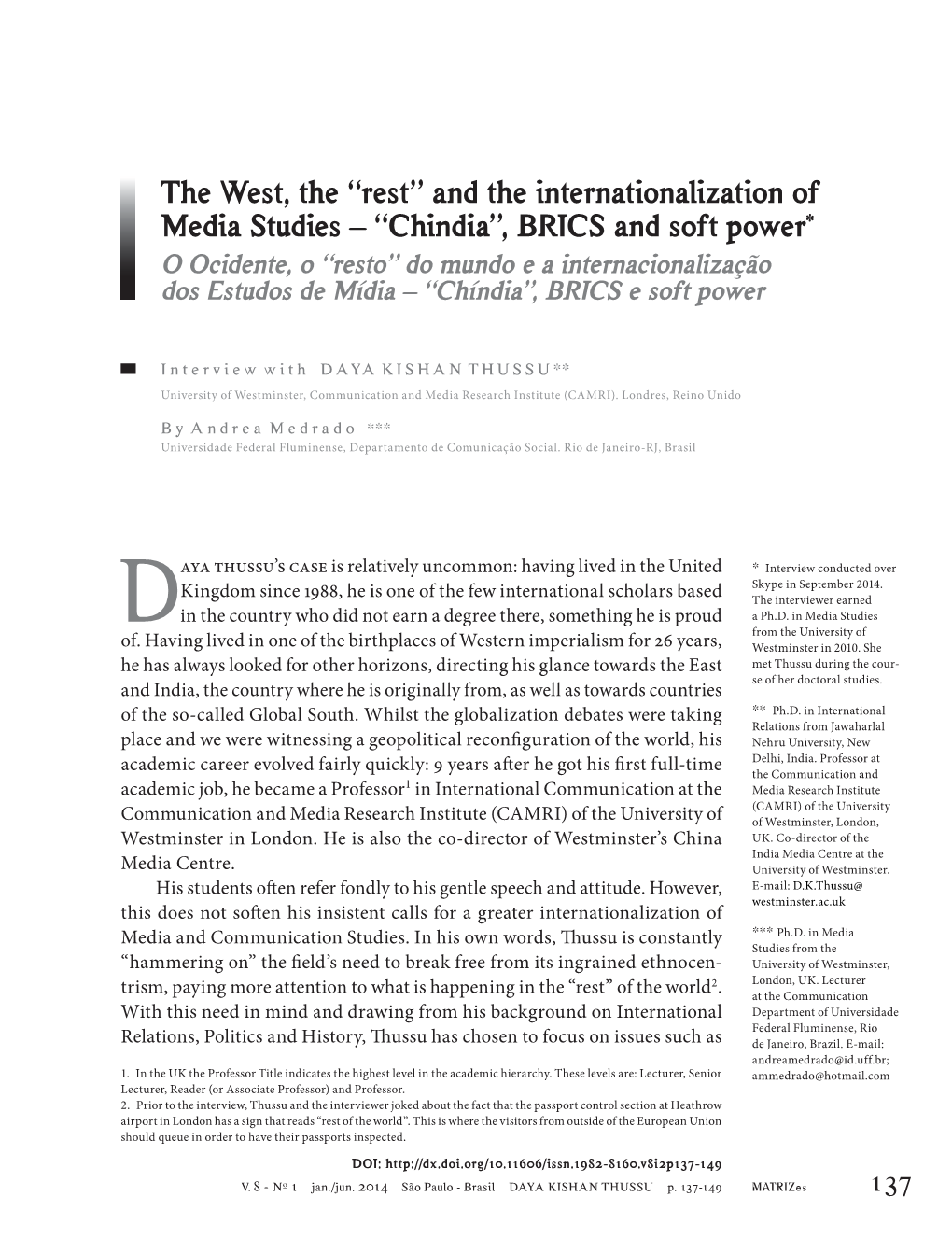 And the Internationalization of Media Studies