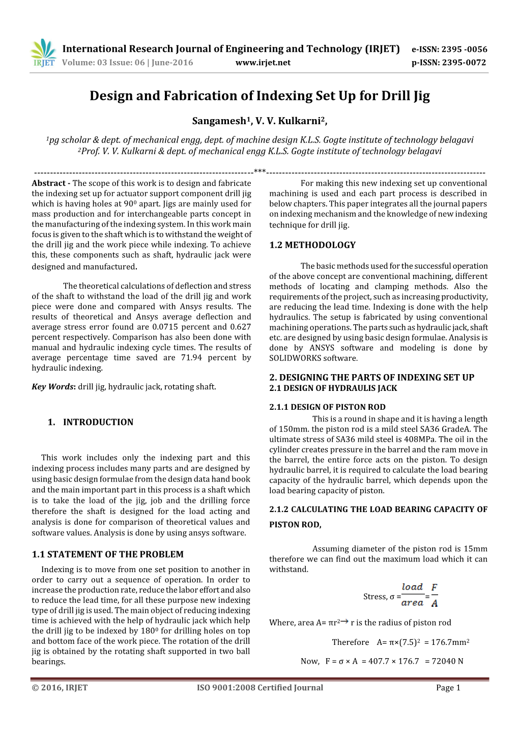 Design and Fabrication of Indexing Set up for Drill Jig