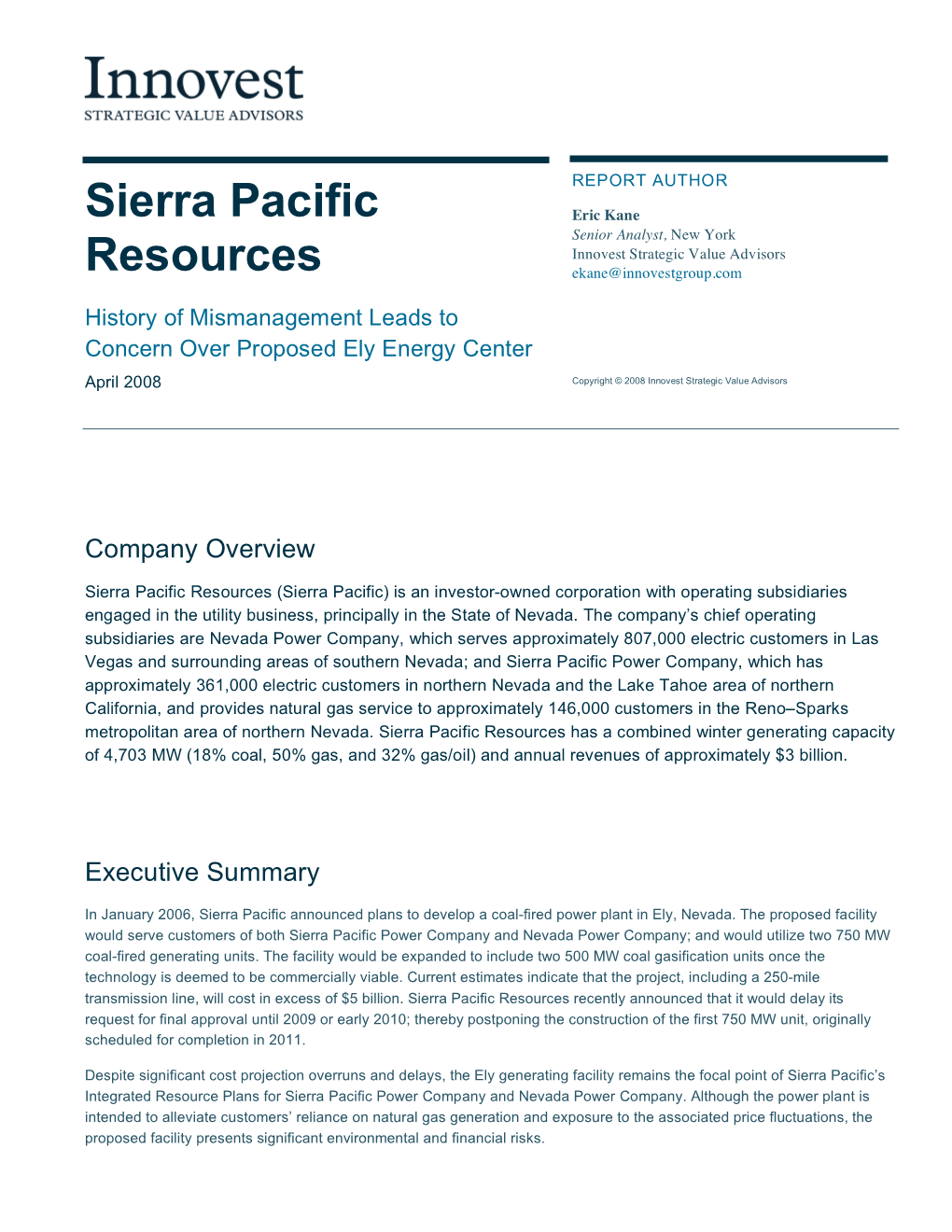 Sierra Pacific Resources