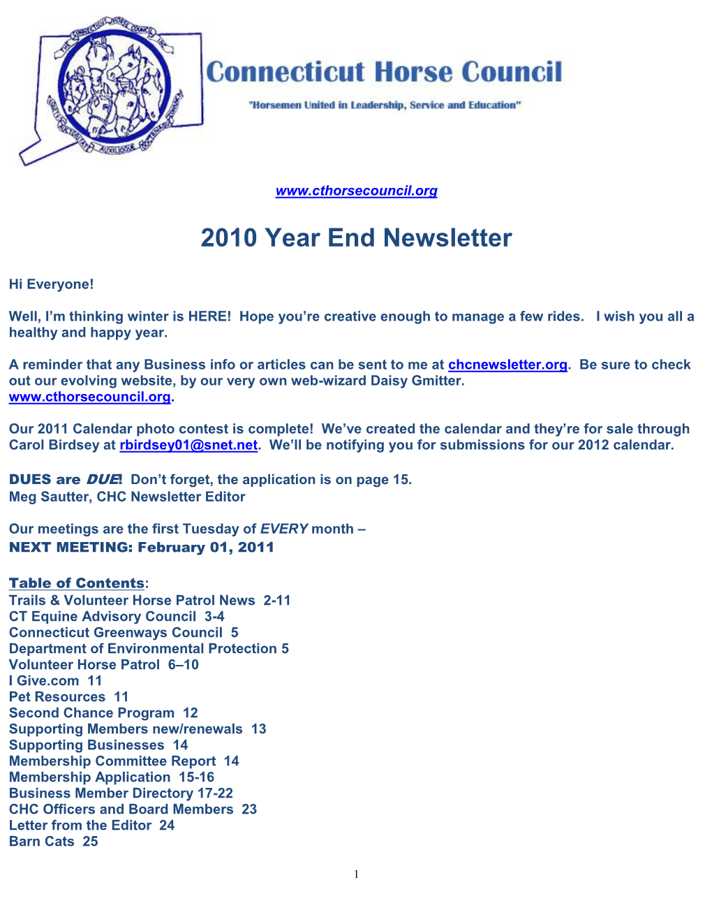 2010 Year End Newsletter