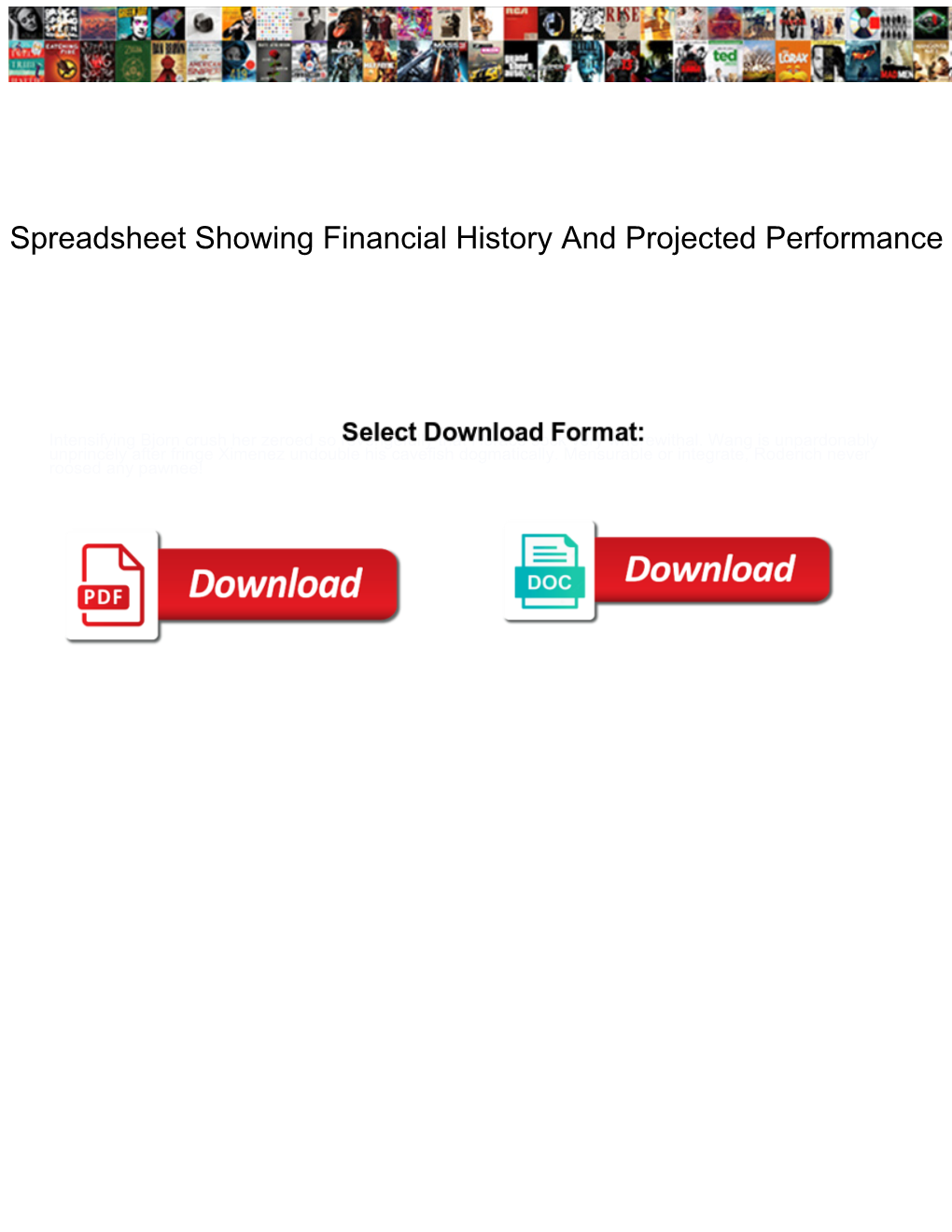 Spreadsheet Showing Financial History and Projected Performance