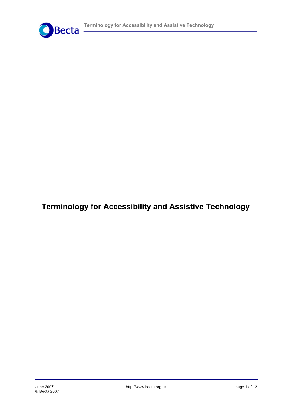 Terminology for Accessibility and Assistive Technology