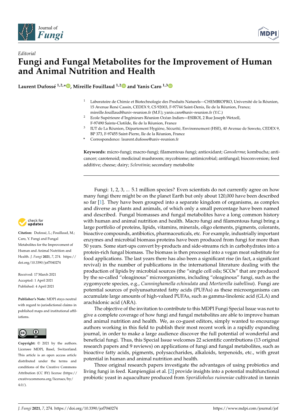 Fungi and Fungal Metabolites for the Improvement of Human and Animal Nutrition and Health