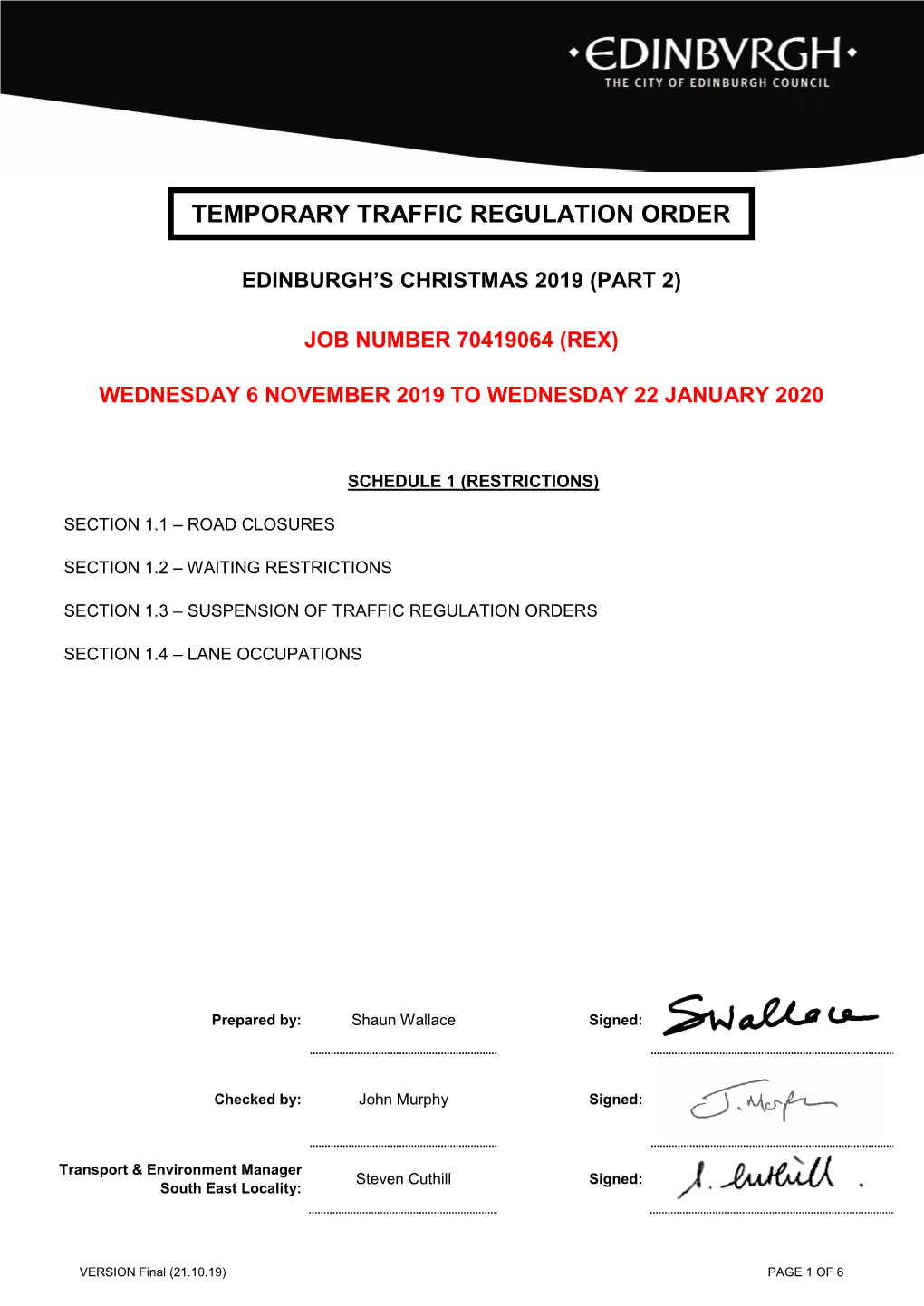 Temporary Road Closures