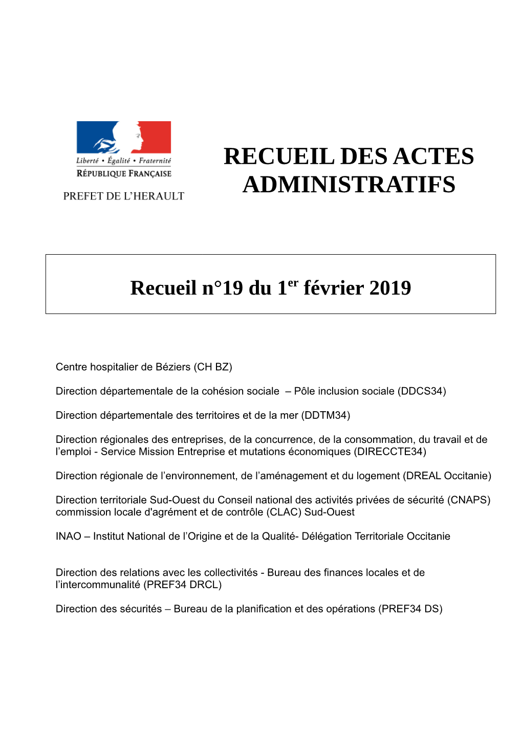 Recueil Des Actes Administratifs