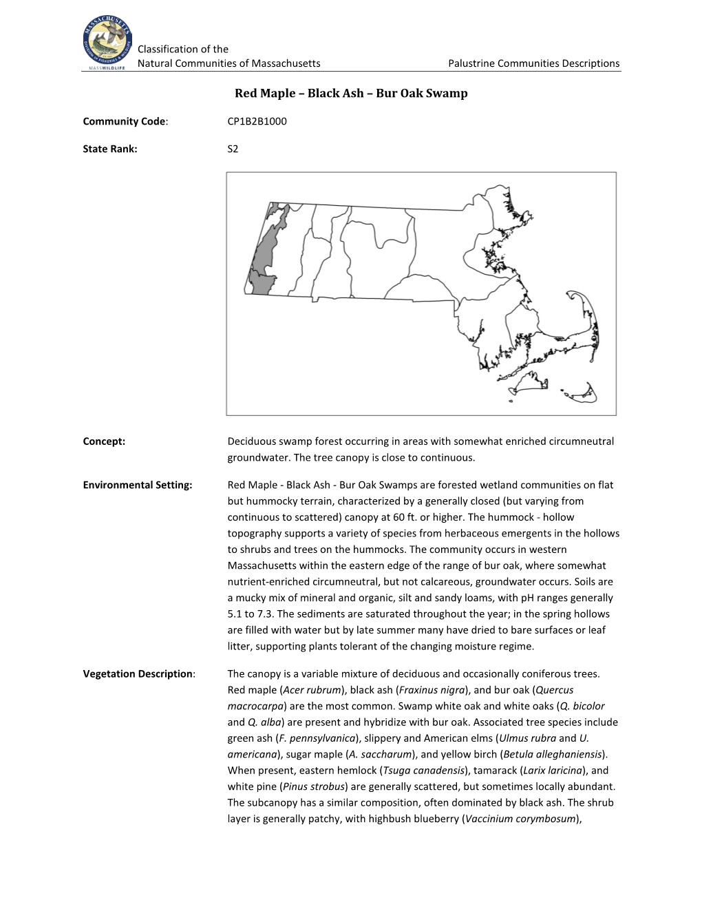 Red Maple – Black Ash – Bur Oak Swamp