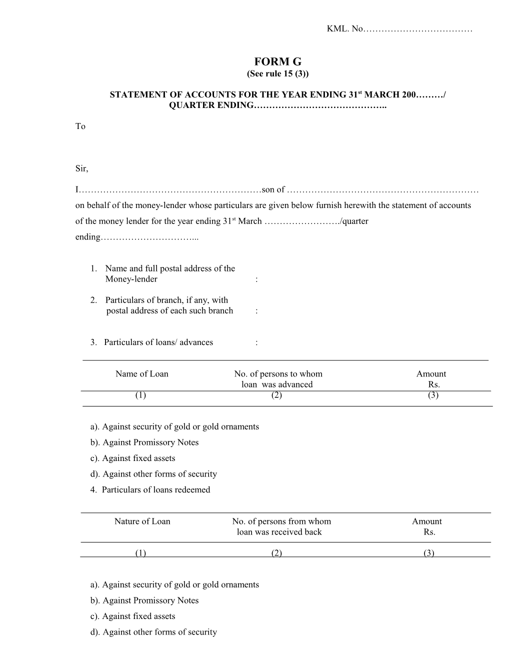 STATEMENT of ACCOUNTS for the YEAR ENDING 31St MARCH 200