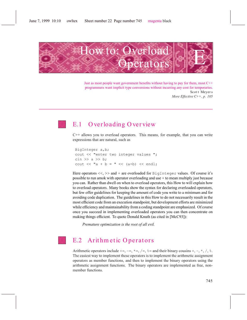 How To: Overload Operators E