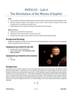 PHYS133 – Lab 4 the Revolution of the Moons of Jupiter