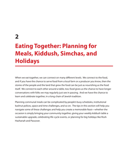 2 Eating Together: Planning for Meals, Kiddush, Simchas, and Holidays