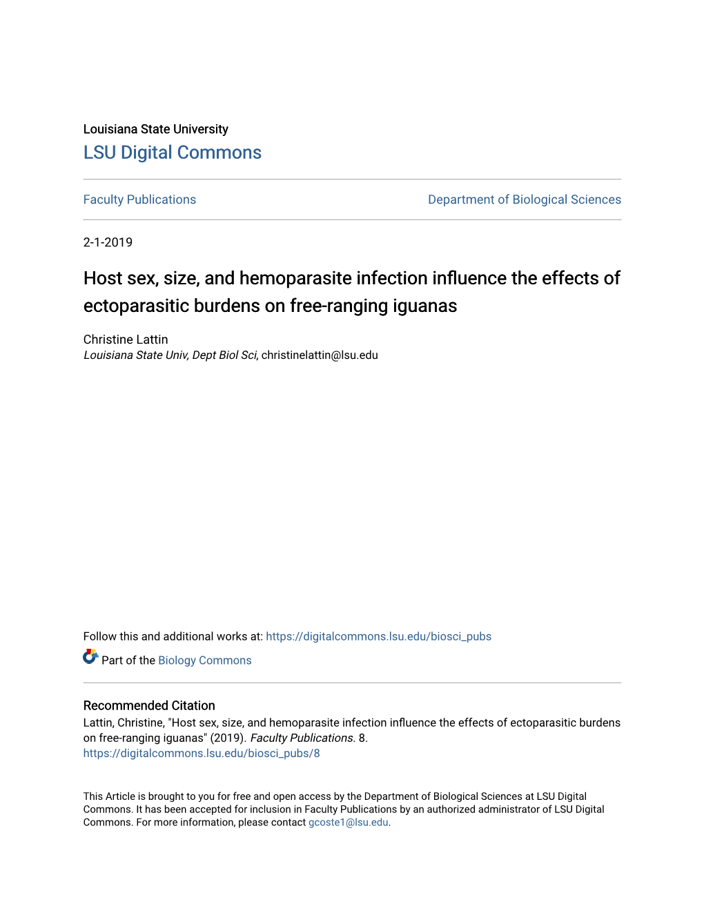 Host Sex, Size, and Hemoparasite Infection Influence the Effects of Ectoparasitic Burdens on Free-Ranging Iguanas