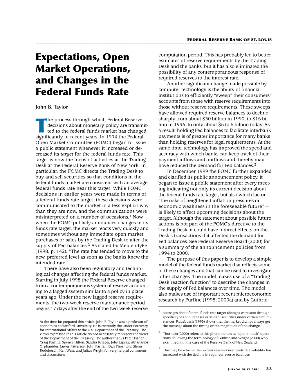 Expectations, Open Market Operations, and Changes in the Federal