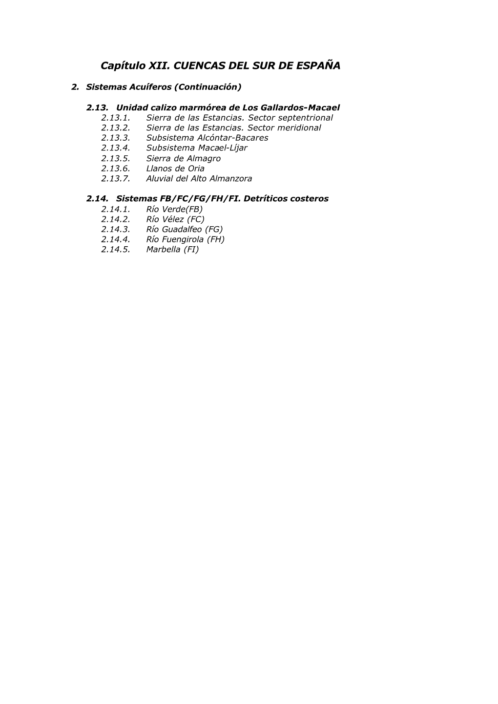 Capítulo XII. CUENCAS DEL SUR DE ESPAÑA