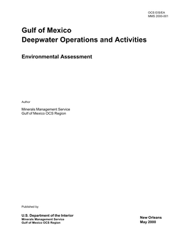 Gulf of Mexico Deepwater Operations and Activities