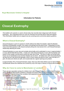 Cloacal Exstrophy