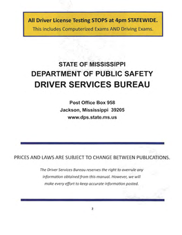Mississippi Department of Pu"Blic Safety Driver Services Bureau