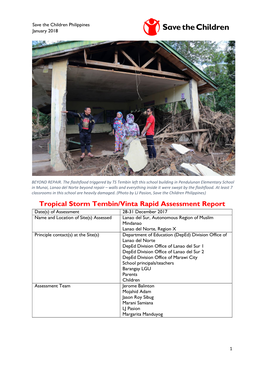 Tropical Storm Tembin/Vinta Rapid Assessment Report